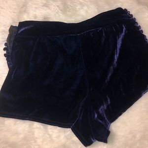 Navy blue velvet booty shorts